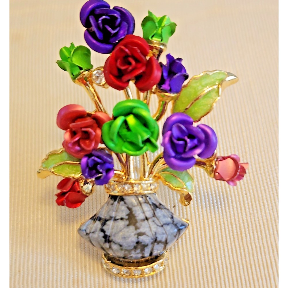 VIntage Multicolor Flower Pot Brooch/Pin